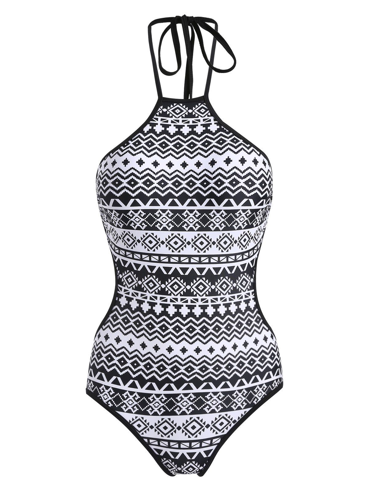 

Ethnic Geometric Swimsuit, Black