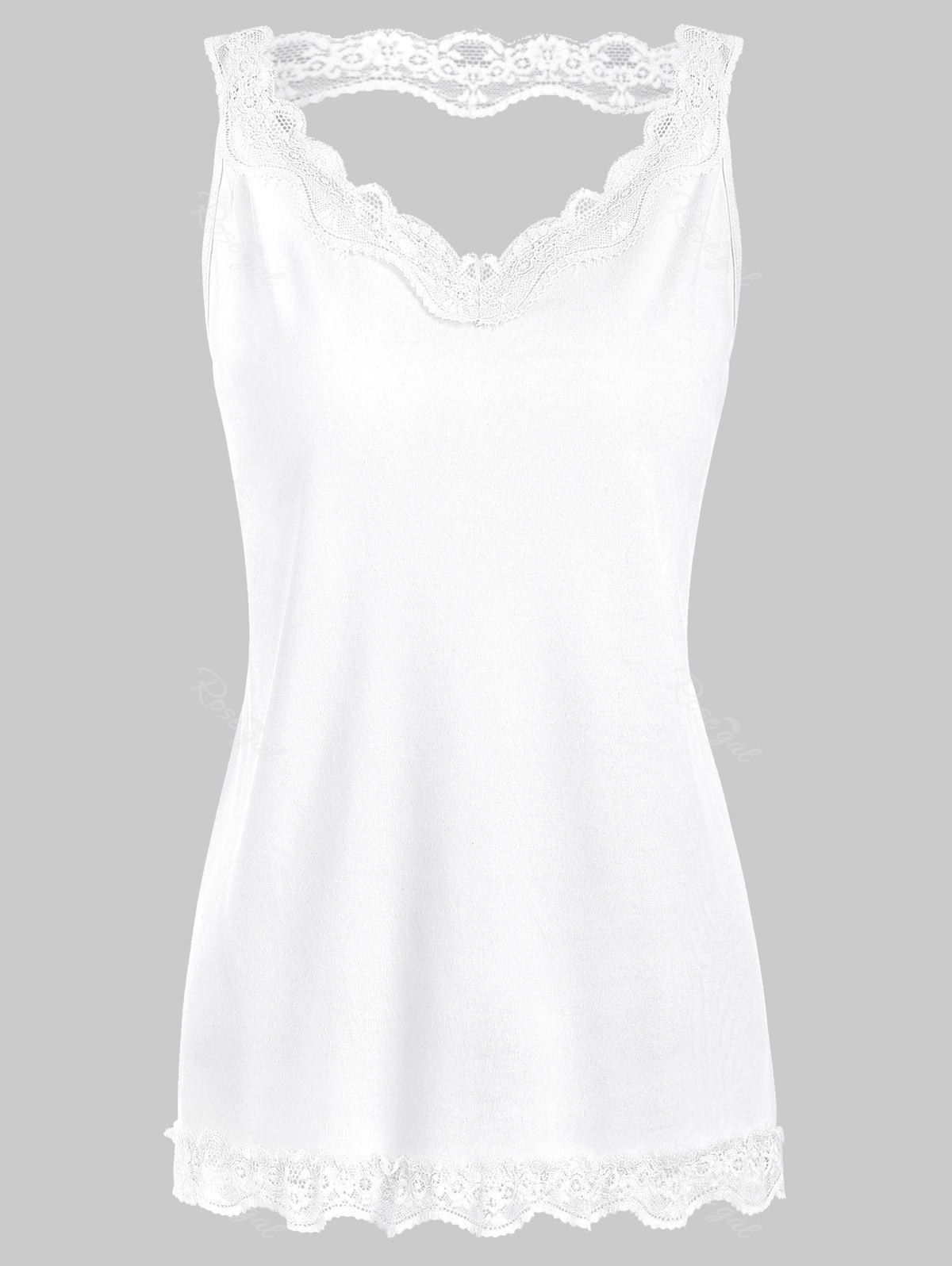 

Lace Panel Plus Size Cut Out Tank Top, White