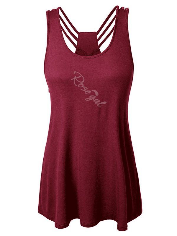 

Plus Size Strappy Racerback Tank Top, Wine red
