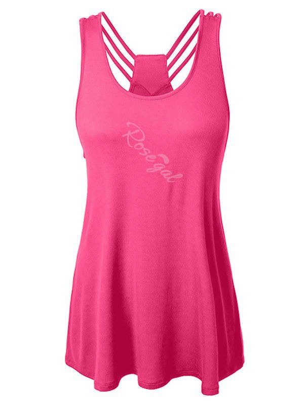 

Plus Size Strappy Racerback Tank Top, Rose red