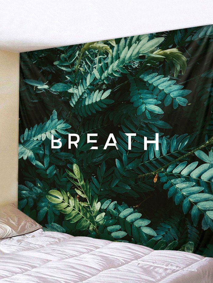 

Plant Leaves Letters Print Wall Art Tapestry, Dark green