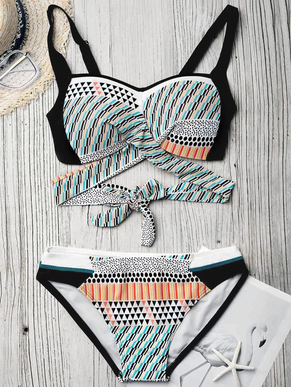 

Geometric Printed Padded Bikini Set, Multi