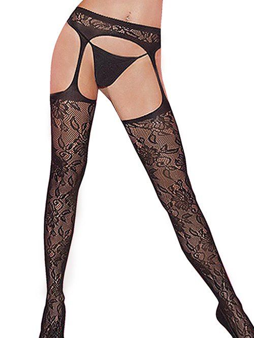 

Fishnet Sling Garter Leggings, Black