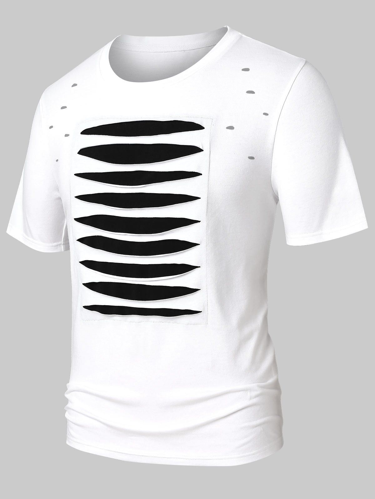 

Ripped Short Sleeve Casual Tee, Black