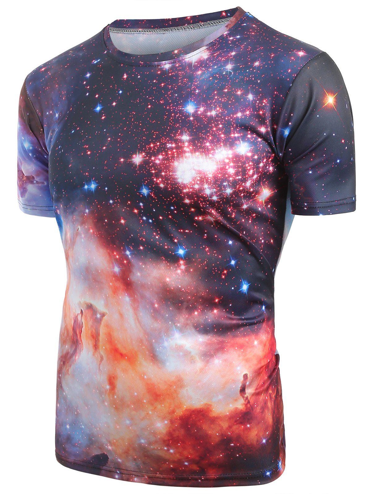 

Galaxy Print Short Sleeves Casual T-shirt, Multi