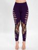 Ripped Lace Insert Plus Size Leggings -  