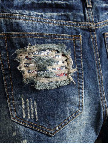 

Destroy Wash Zipper Fly Jean Shorts, Denim dark blue