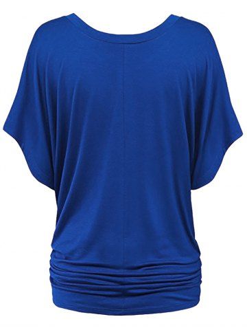 

Plus Size V Neck Ruched T-shirt, Blue