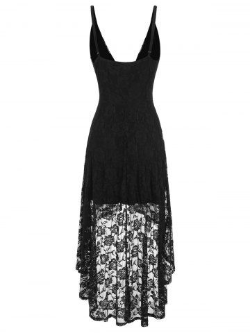 

Cami Plunge Lace Maxi Dress, Black