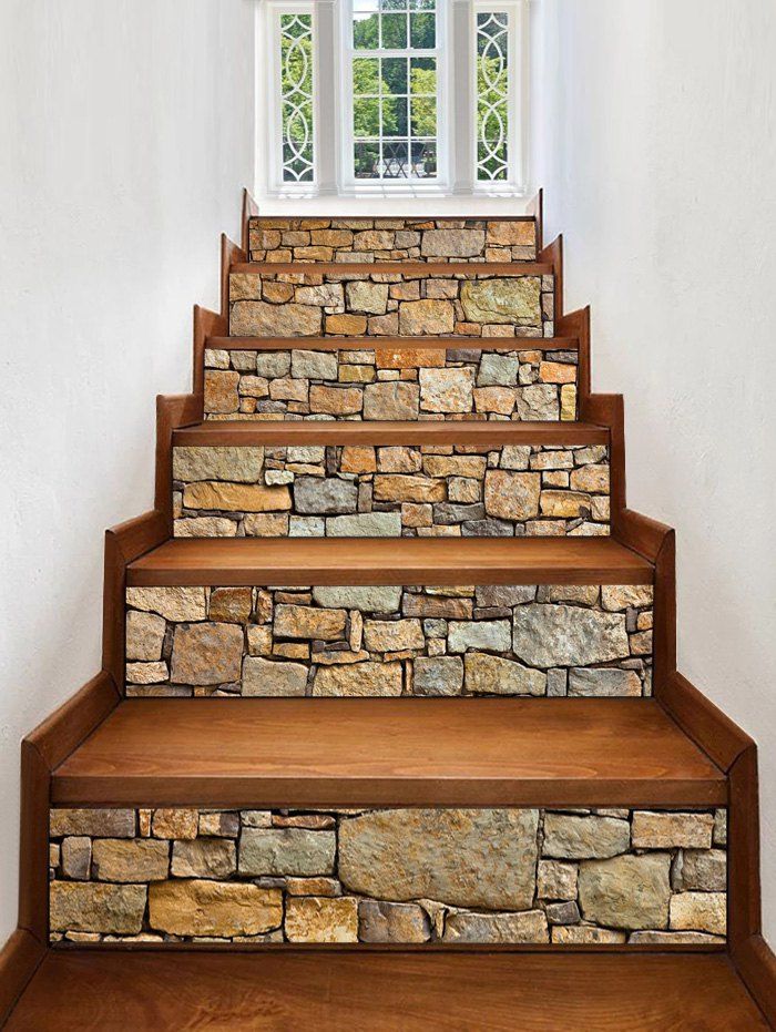 

6Pcs 3D Stone Pattern Stair Sticks, Multi