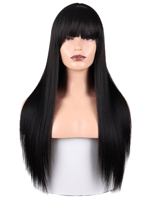

Full Fringe Long Straight Synthetic Wig, Natural black