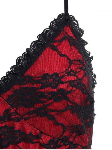 

Plus Size Lace Spaghetti Strap Tank Top, Red