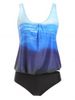 Ombre Color Top With Briefs Tankini Set -  
