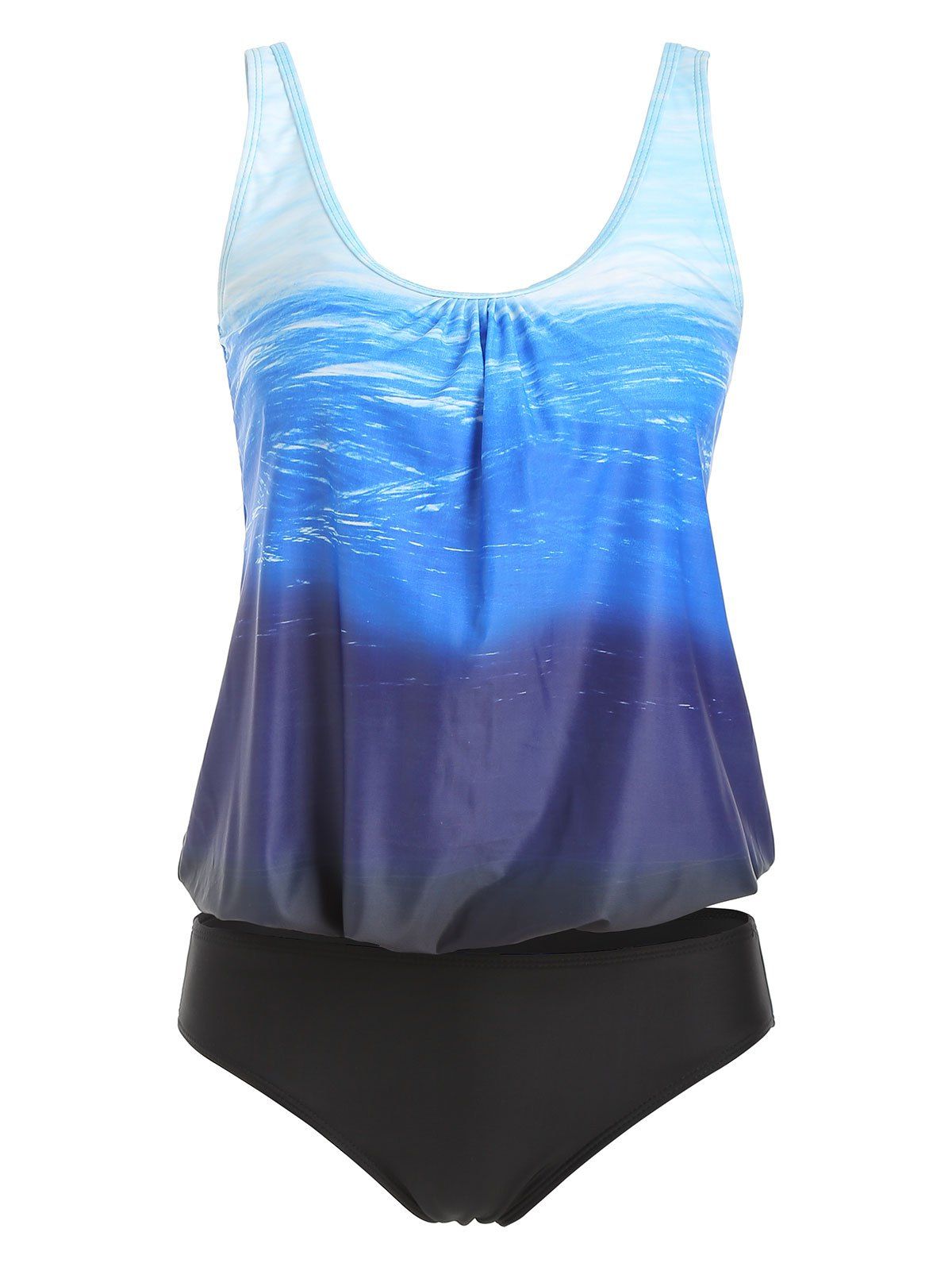 Latest Ombre Color Top With Briefs Tankini Set  