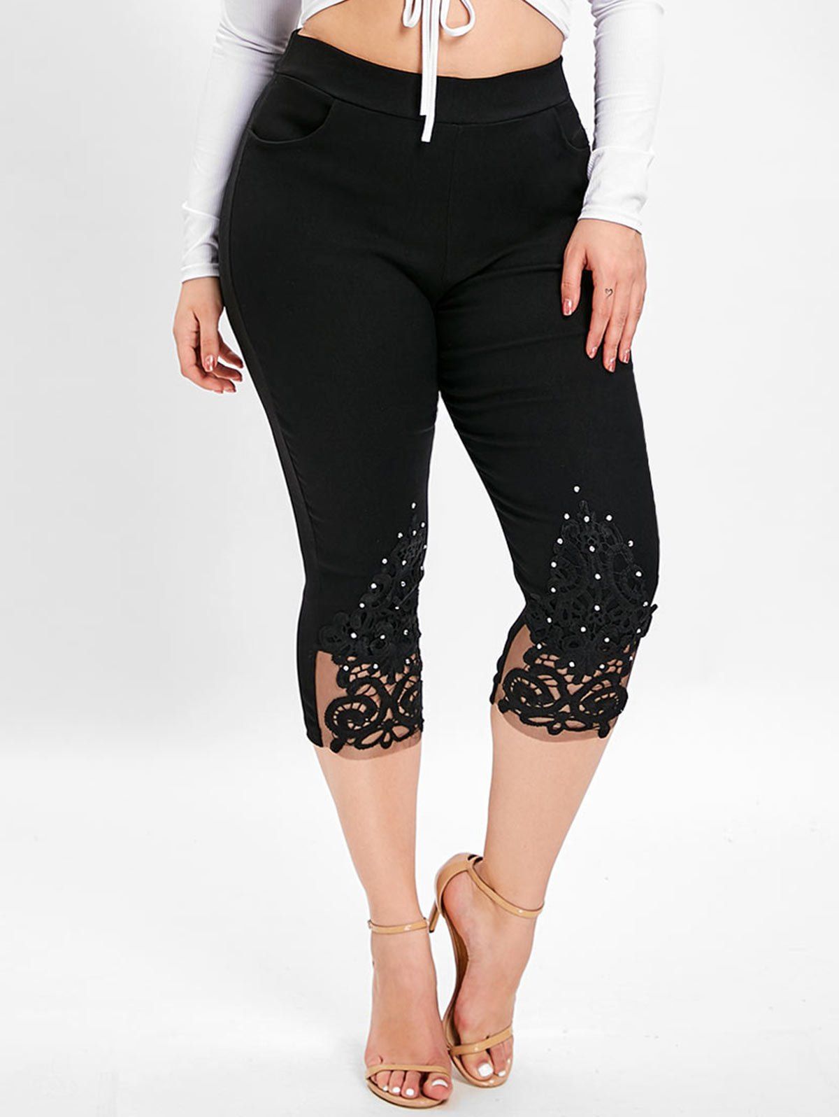 Alivia Ford Women's Plus Size Roll Cuff Denim Capri Jeans with Printed Belt