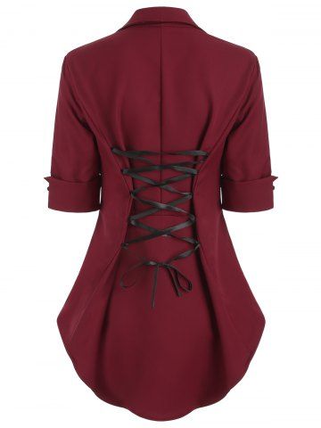 

Criss Cross High Low Blouse, Red wine