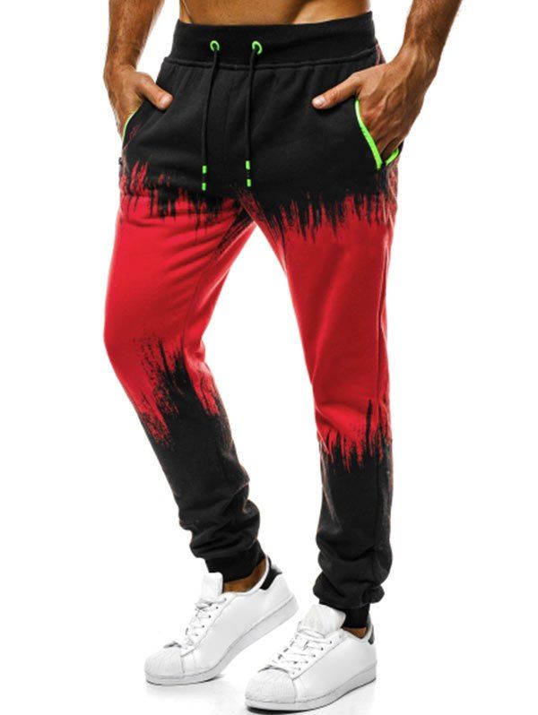 

Contrast Tapered Jogger Pants, Red