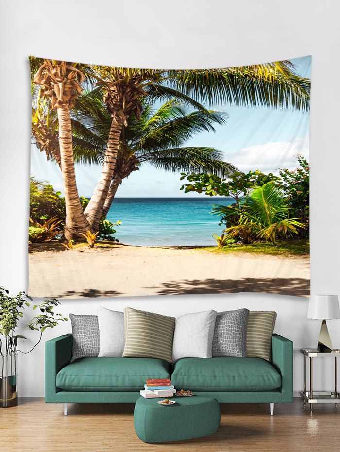 

Sea Beach Coconut Tree Tapestry Art Decoration, Multi