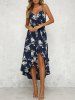 Bohemian Floral Print High Low Midi Dress -  