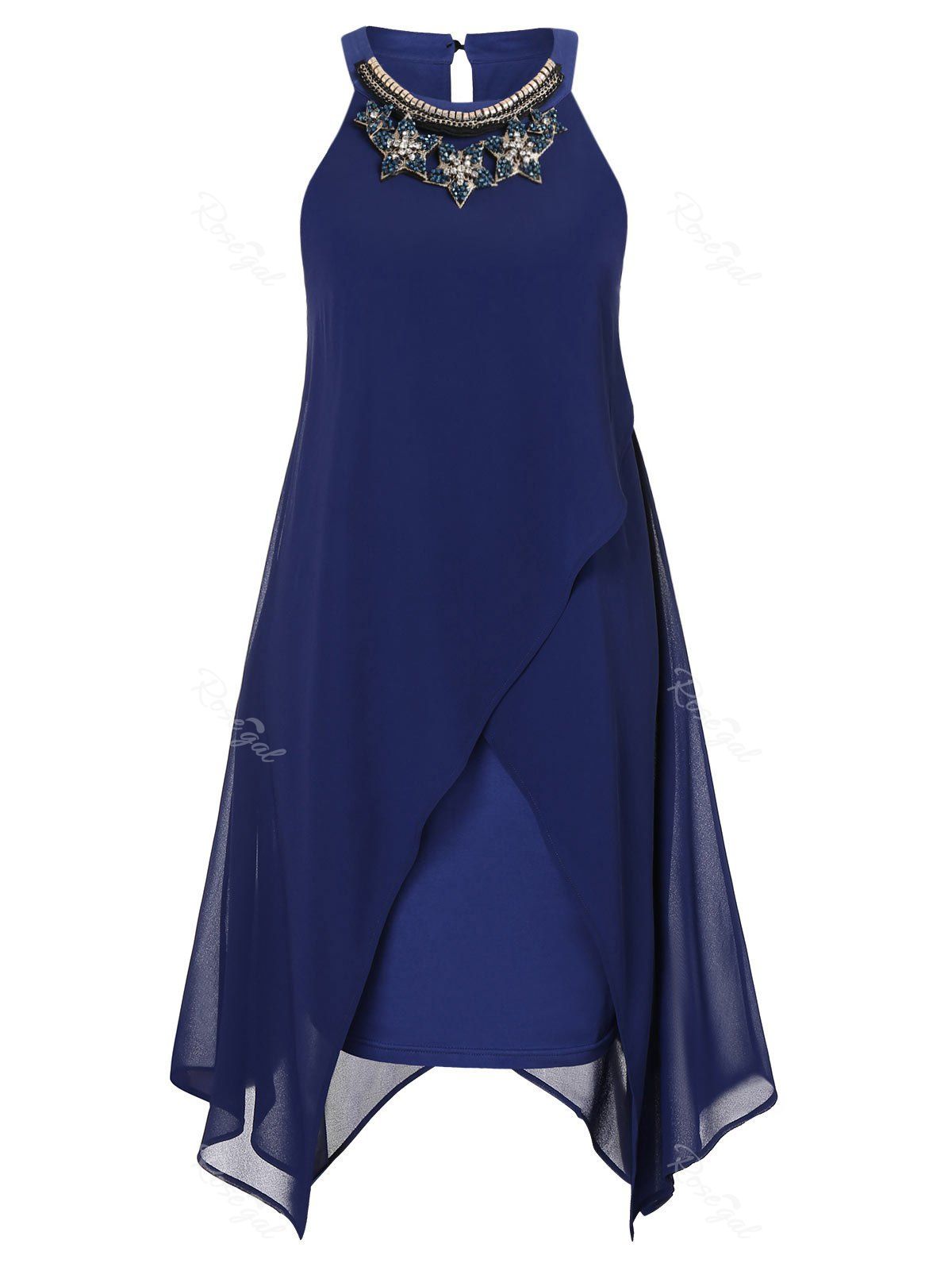 [30% OFF] Plus Size Rhinestone Overlay Trapeze Dress | Rosegal