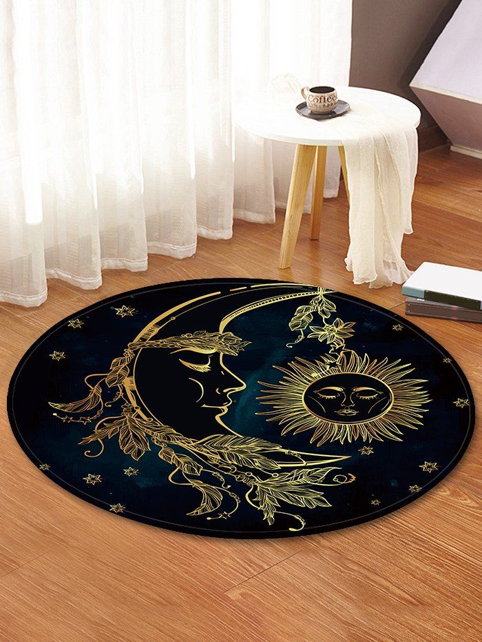 [27% OFF] Moon Sun Pattern Round Area Rug | Rosegal