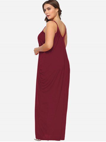 

Spaghetti Strap Plus Size Maxi Dress, Red wine