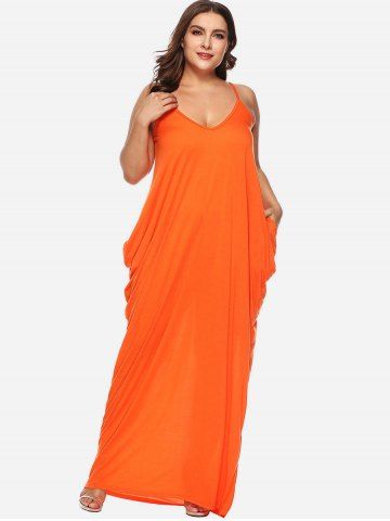 

Spaghetti Strap Plus Size Maxi Dress, Orange
