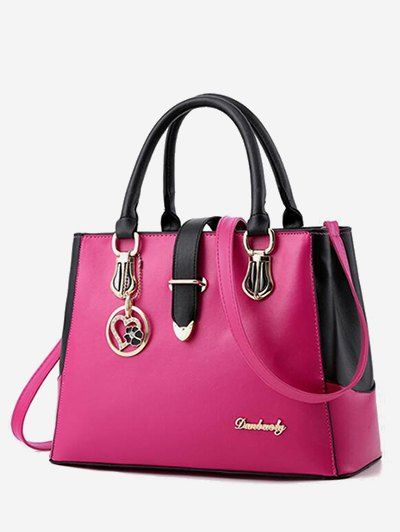 

Jointed Heart Pendant Square Handbag, Rose red