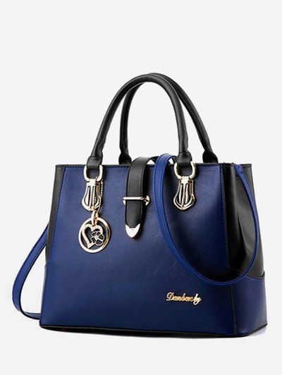 

Jointed Heart Pendant Square Handbag, Deep blue