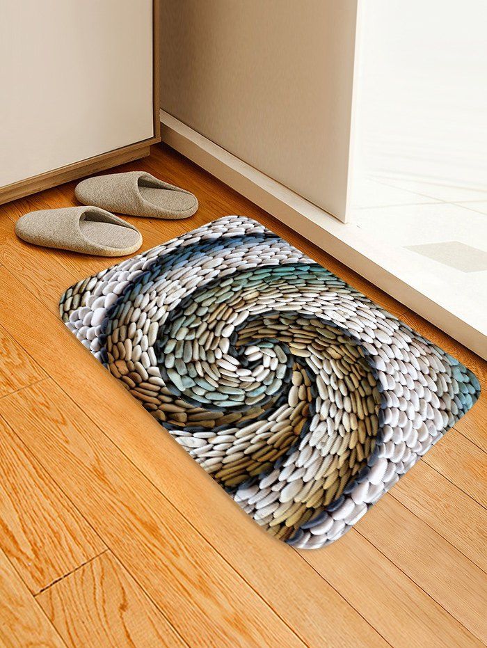 

Stones Swirl Print Floor Decor Area Rug, White