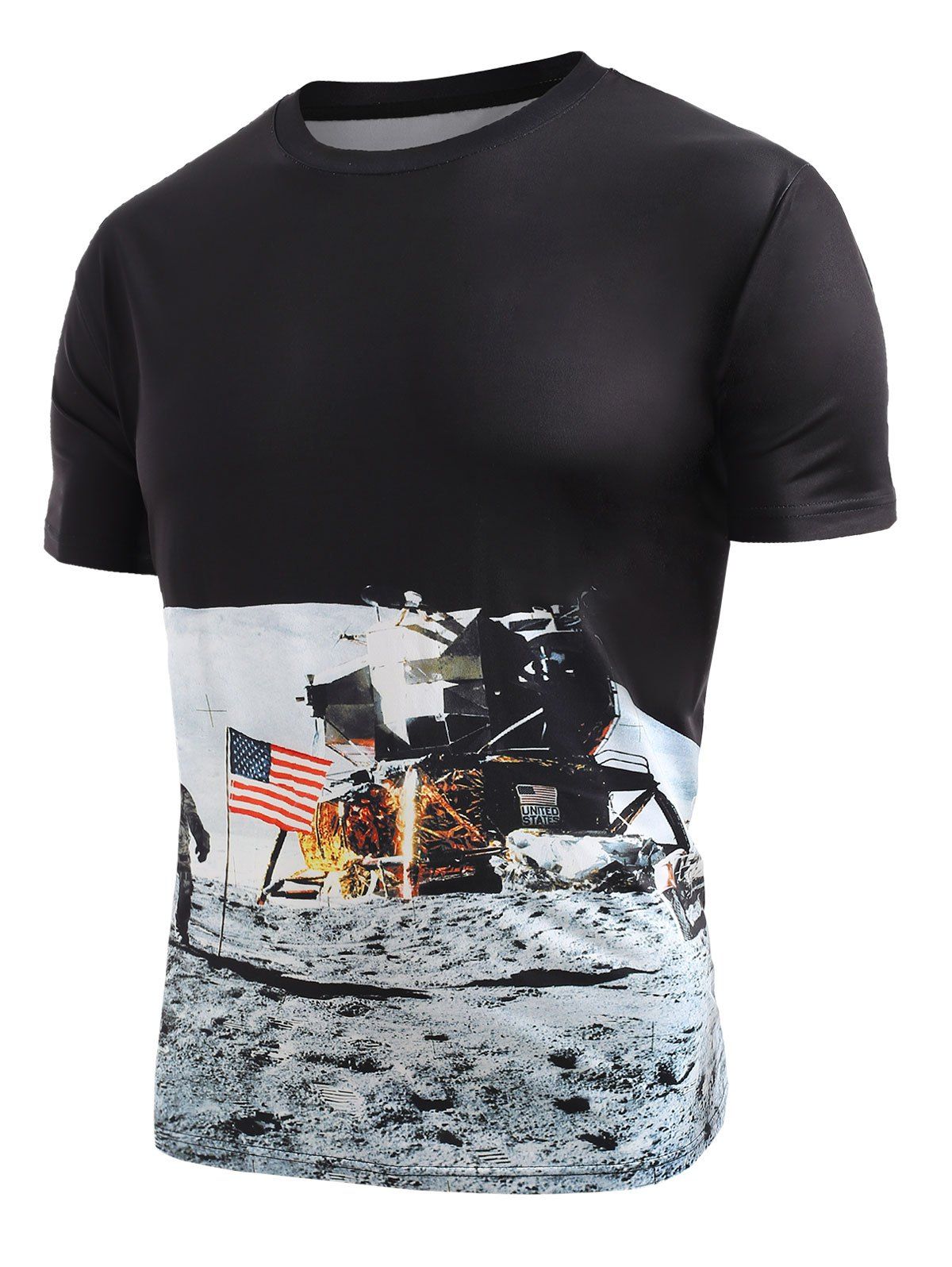

Astronaut American Flag Pattern T-shirt, Black
