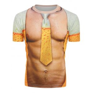 

Short Sleeves Muscle Tie 3D Print Tee, Bright yellow
