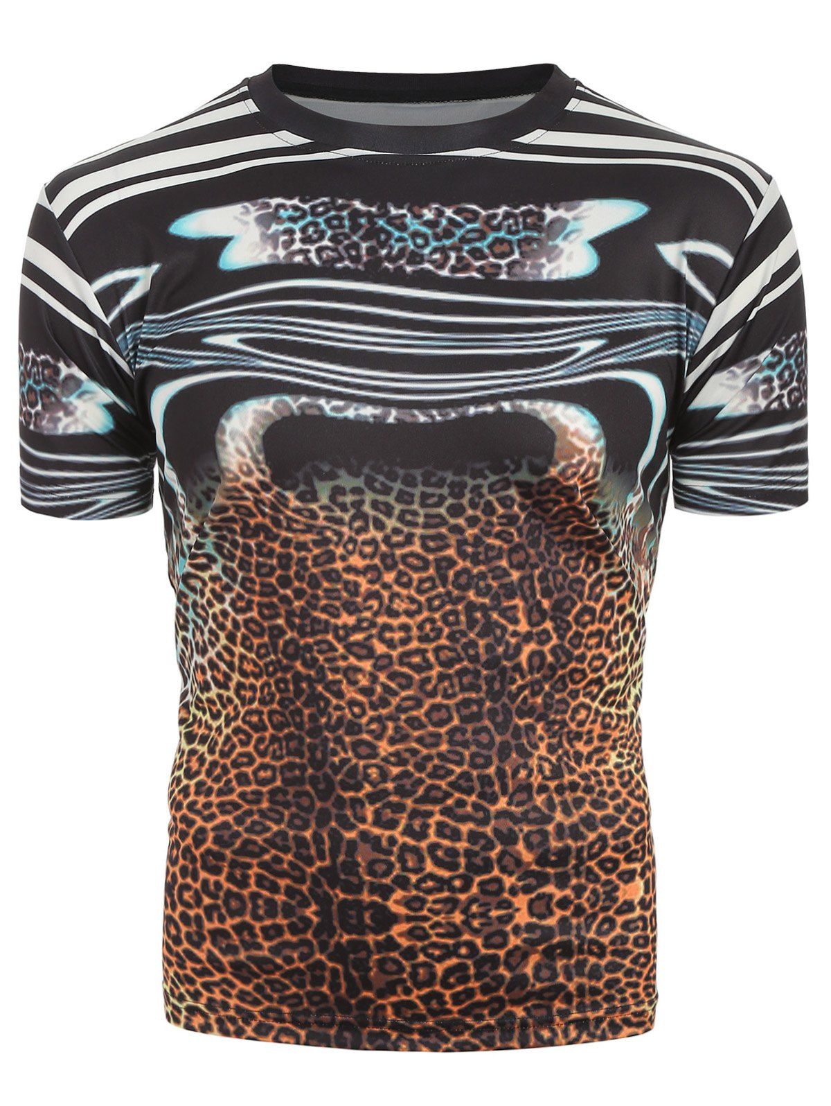 Chic Leopard Print Short Sleeves Tee  