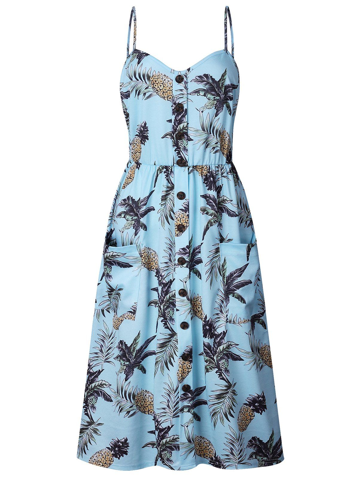 

Buttoned Pineapple Cami Dress, Multi