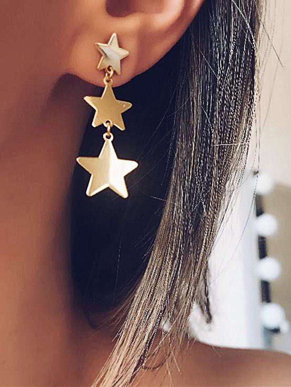 

Stars Shape Stud Drop Earrings, Gold