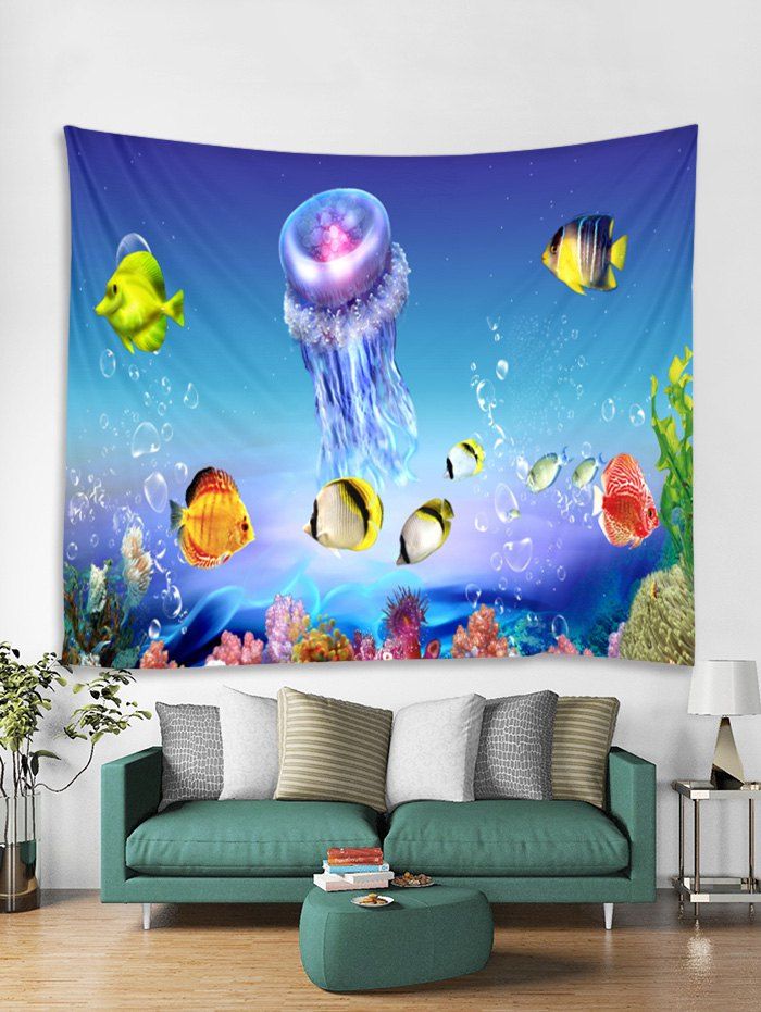 

Underwater World Jelly Fish Tapestry Art Decoration, Multi-d