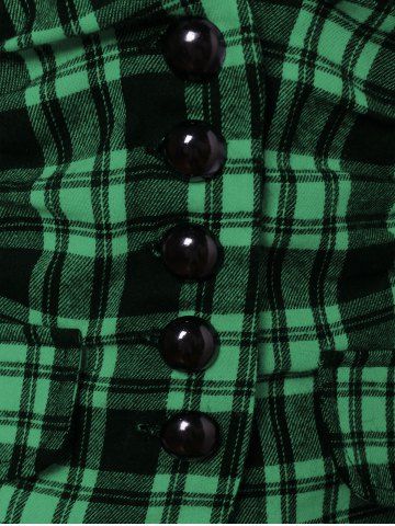 

Button Fly Plaid Panel Vest, Medium forest green