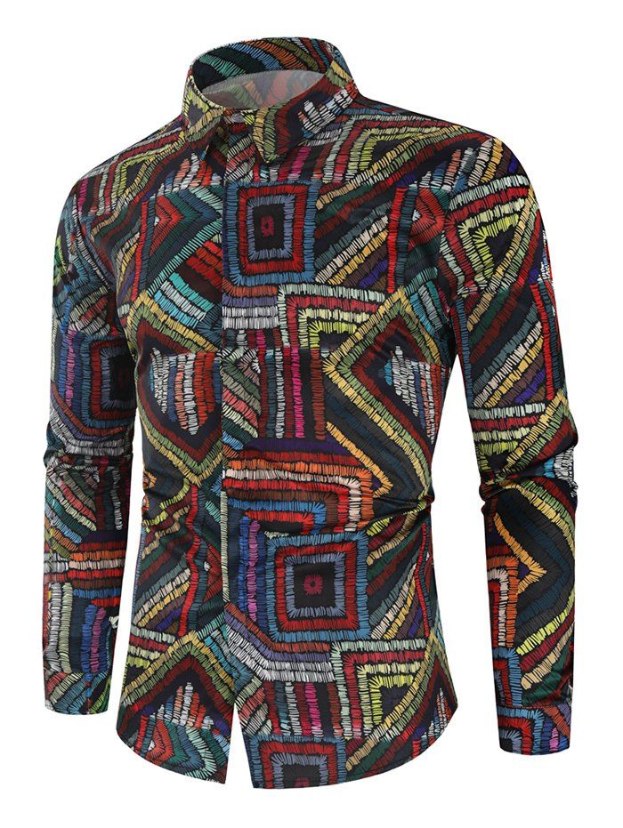 

Abstract Geometric Long Sleeve Shirt, Multi