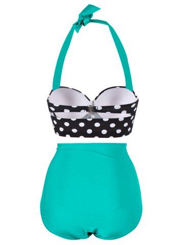 

Polka Dot Ruched Padded Bikini Set, Green