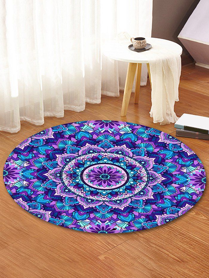 

Bohemian Flower Pattern Round Area Rug, Multi