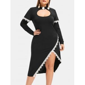 

Plus Size Cut Out Eyelash Lace Halloween Dress, Black