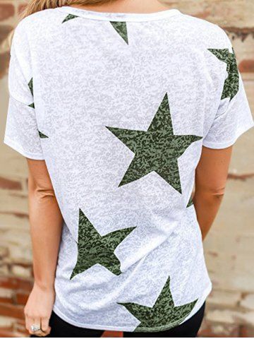 Short Sleeve Star Print Tee, Avocado green