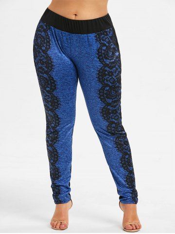 

Space Dye Plus Size Print Leggings, Ocean blue