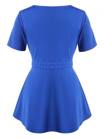 

Square Collar Bowknot Plus Size Top, Blue