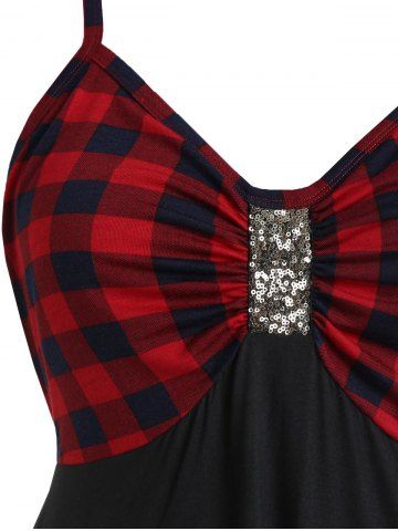 

Checked Panel Plus Size Handkerchief Camisole, Multi