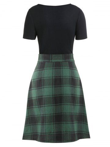 

Plaid Buckle Dress, Black