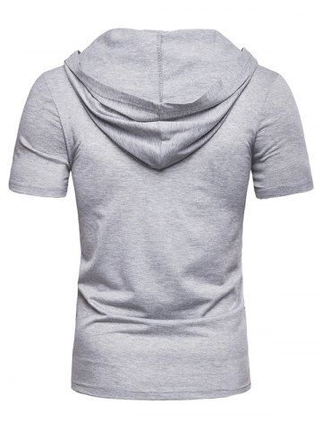 

Lace Up Hooded Short Sleeve T Shirt, Light gray