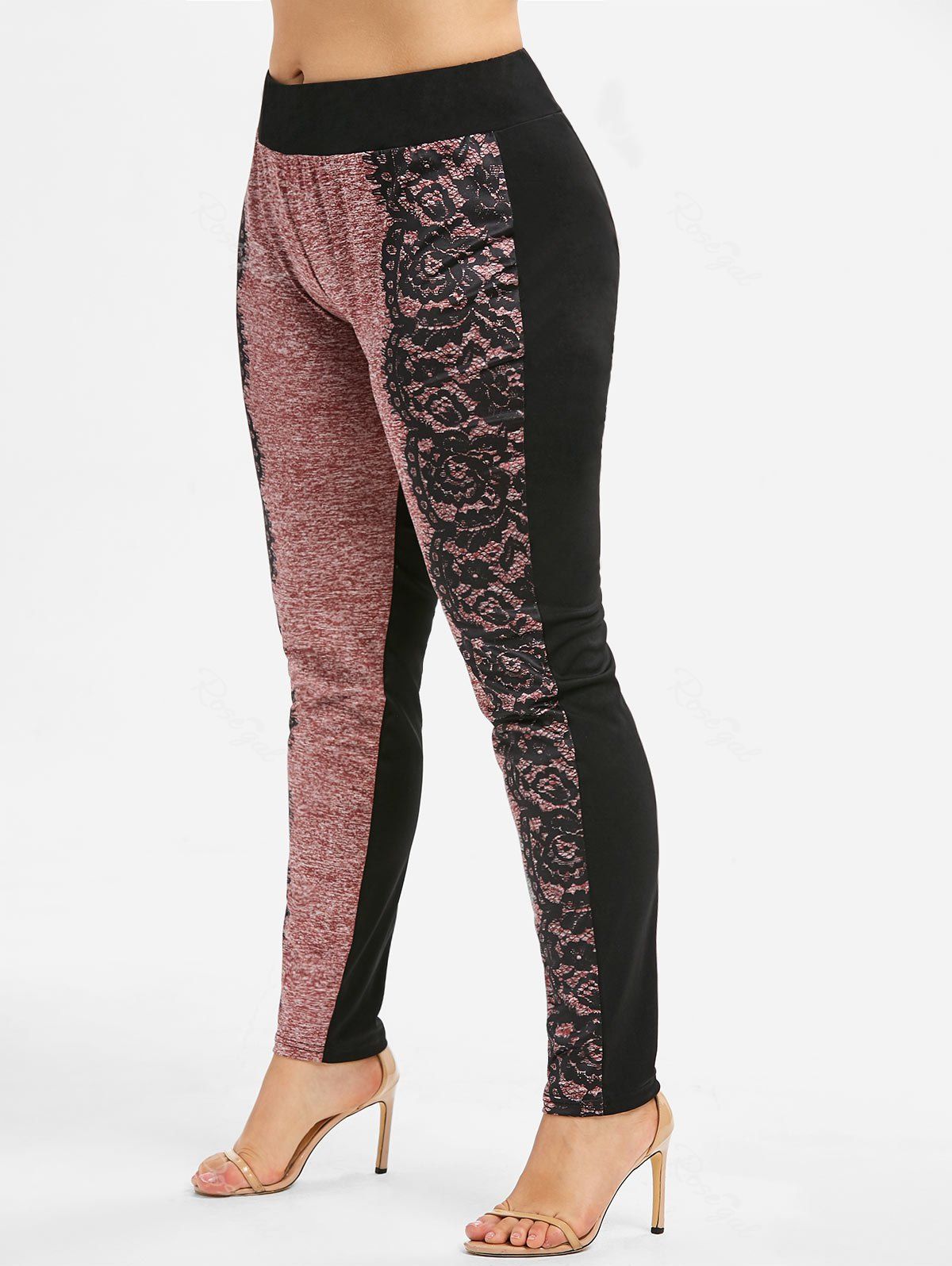 

Space Dye Plus Size Print Leggings, Red wine