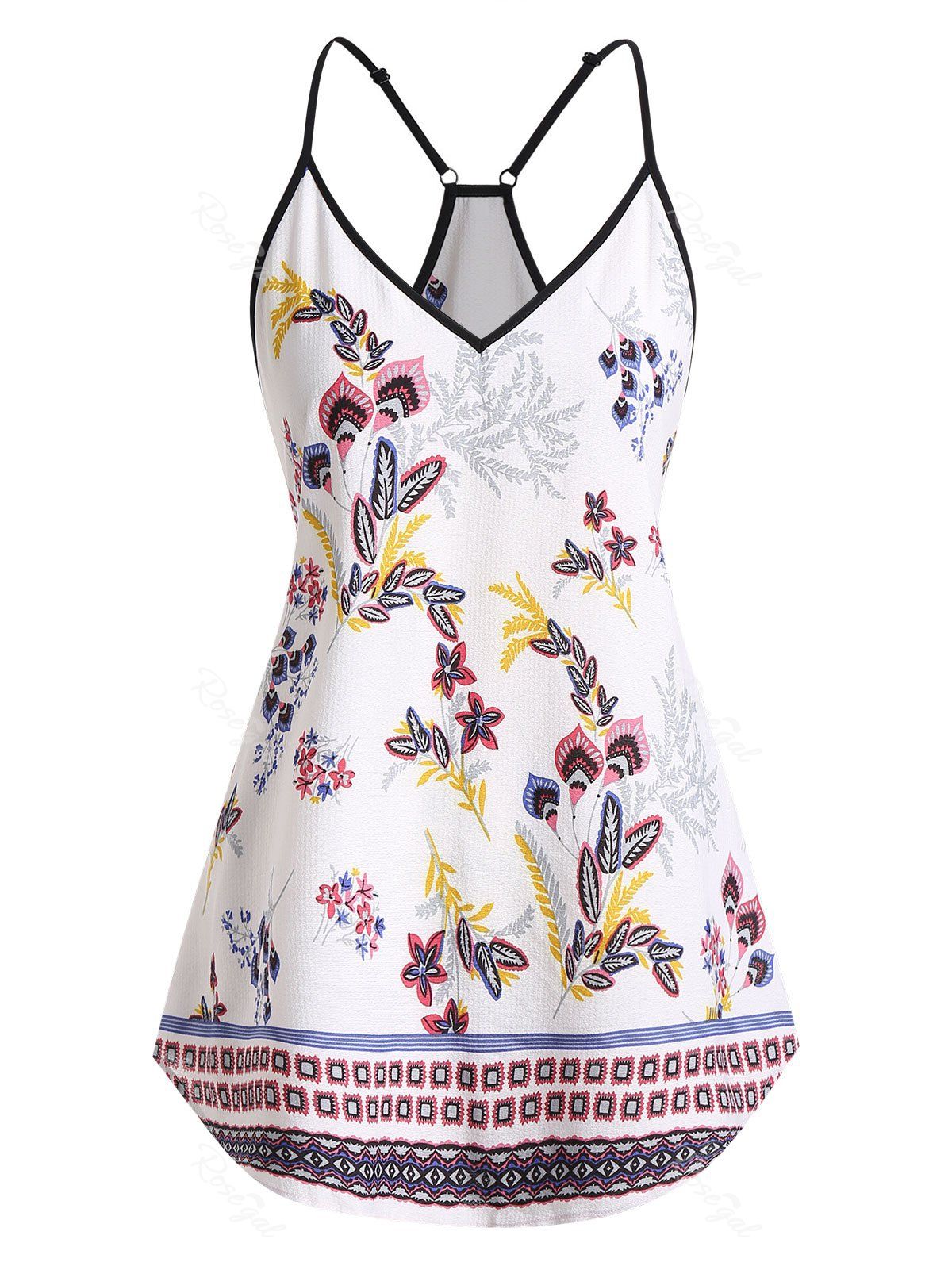 

Plus Size Floral Geometric Camisole, White