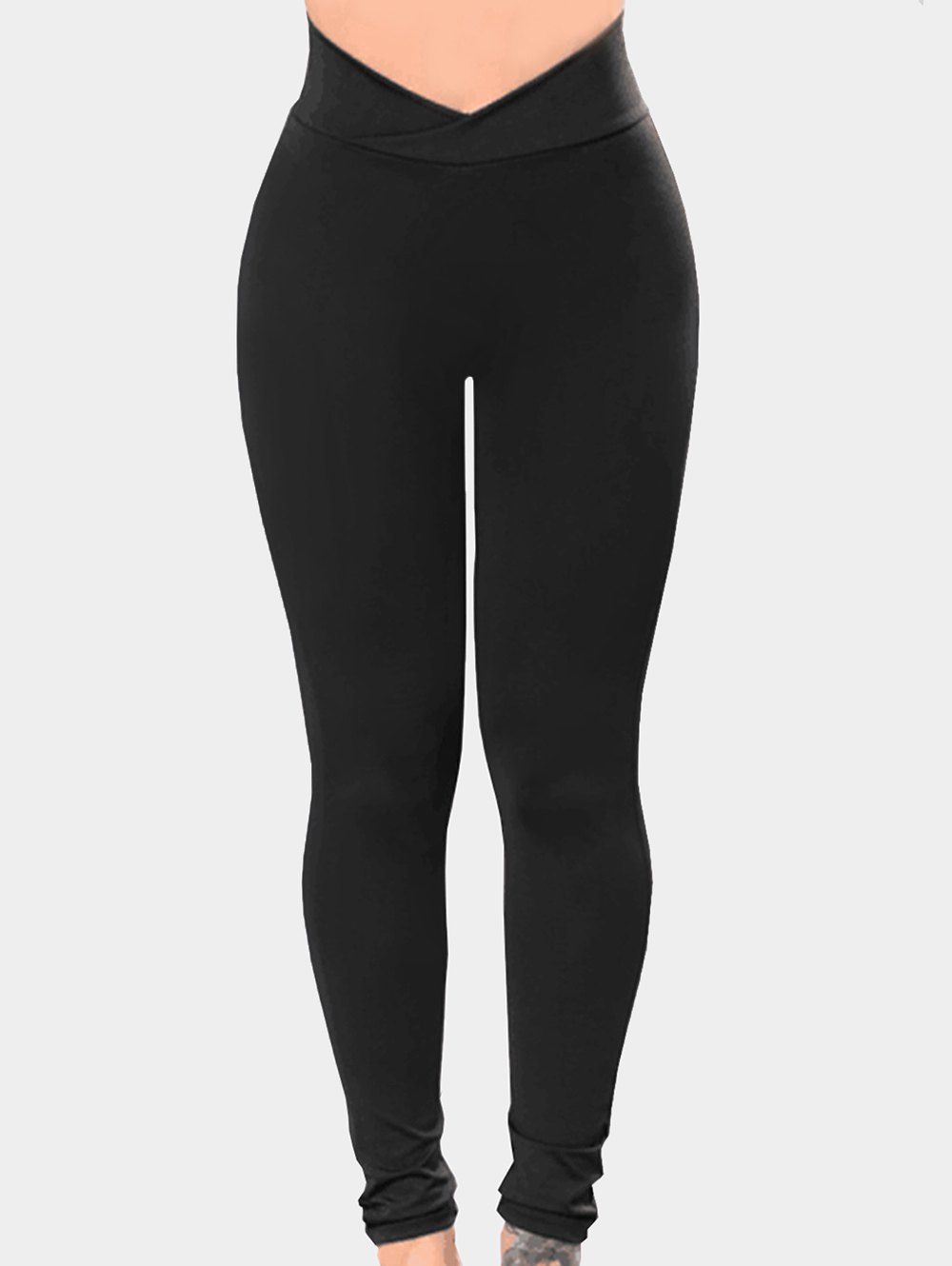 

Crossover Waistband Leggings, Black